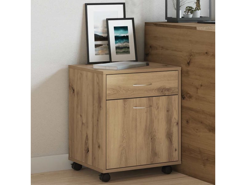  Armoire de rangement roulante chêne artisanal 45x38x54 cm bois d'ingénierie  - Conforama C