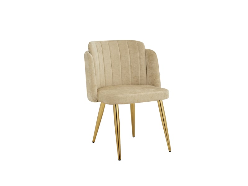  Lot de 6 chaises de salle à manger modernes 58.5x62x78cm - chaise rembourrée - pieds de chaise réglables en hauteur - marron et doré  - Conforama E