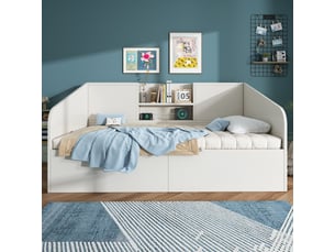Lit coffre 90x200 cm REDOM coloris blanc