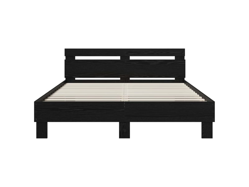 Lit double- lit adulte -  cadre de lit chêne noir 120 x 190 cm bois d'ingénierie  - Conforama C