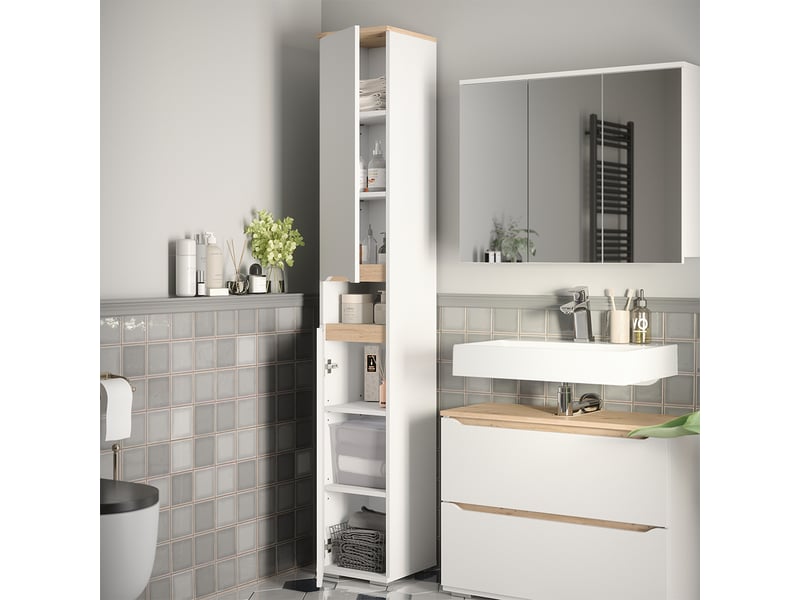  Vicco meuble salle de bain, blancchêne artisan, 30.2x192.5cm  - Conforama E