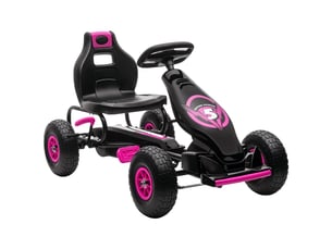 Kart à pédales pour enfant siège réglable 3 positions frein à main enfant de 5 à 12 ans rose noir