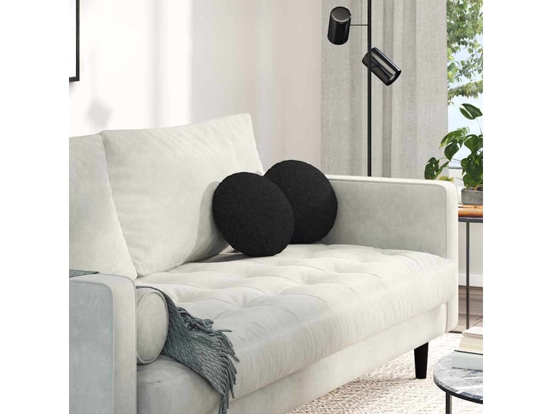  Lot de 2 coussins de siège, coussins décoratifs tissu noir ø30 x 13 cm cf59848  - Conforama B