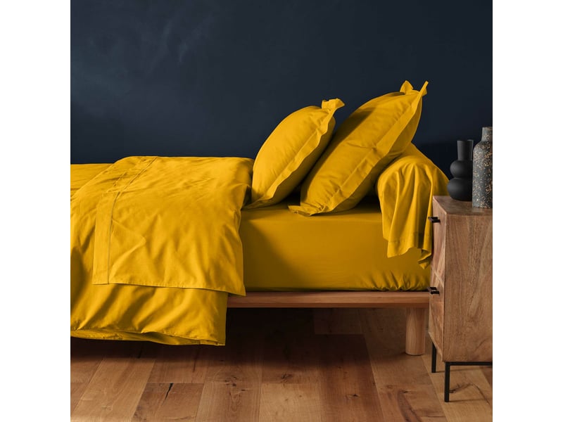  Pack literie protège matelas 140x190 imperméable + drap housse + 2 taies curry  - Conforama D