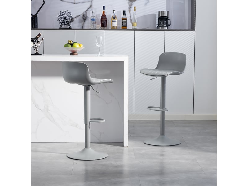  Tabourets de bar réglables lot de 2 avec dossier - lpospi - pivotants 360°, assise rembourrée, métal - gris  - Conforama B