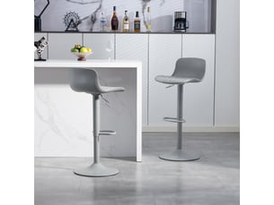 tabouret de bar assise réglable en hauteur <strong>STILVORA</strong> - gris hauteur d'assise 66 cm vendu Par paire