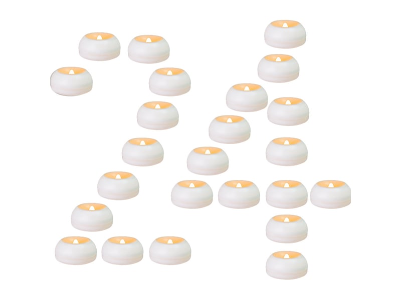 24 bougies led flottantes étanches sans flamme, lumière blanc chaud vacillante, bougies chauffe-plat pour piscine, mariage et spa - Conforama A