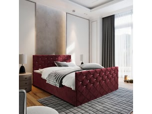 Lit avec rangement 140x200 cm <strong>MASSENO</strong>  <strong></strong> coloris rouge