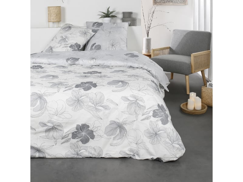 Parure De Lit 2 Personnes 220x240 Cm En Coton - Imprimé Floral Jaune Sunshine, 100% Coton 57 Fils/cm², Certifiée Oeko-Tex