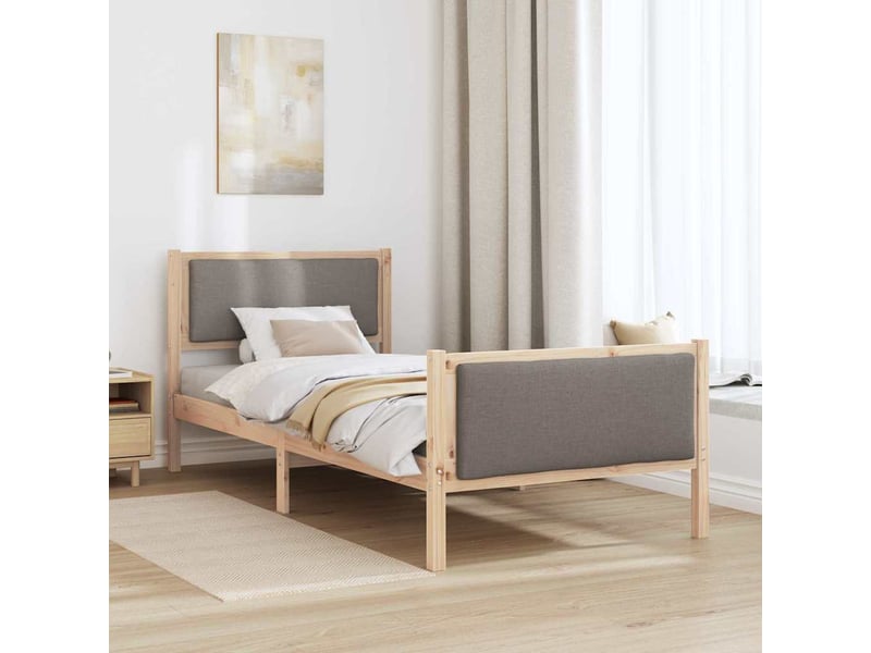  Lit simple- lit adulte -  cadre de lit avec tête de lit taupe 100 x 200 cm tissu  - Conforama C