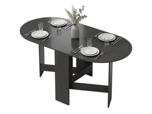 Table de cuisine pliante ovale à abattants, style moderne, 163 x 80 x 75 cm, noire