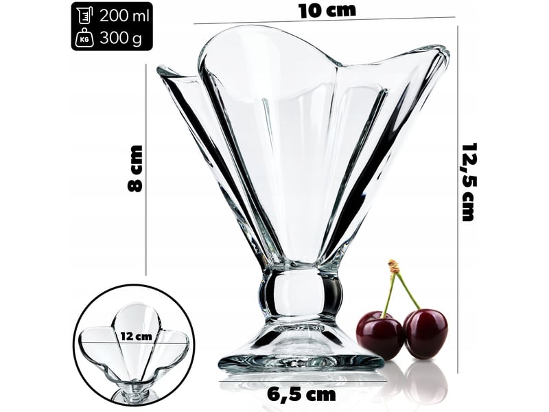 Kadax coupes à glace desserts coupes en verre 6 pcs 200 ml  - Conforama D