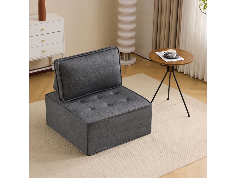  Canapé 1 place moderne 81x81x80 cm compact pour petits espaces gain de place confort ultra-doux lin gris foncé  - Conforama W