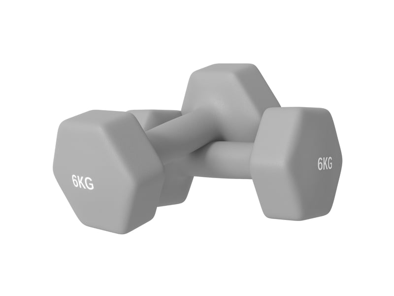  Set de 2 haltères 6 kg, haltères hexagonaux gris avec poignée antidérapante pour musculation  - Conforama A
