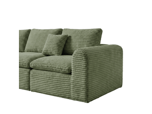 Canapé sectionnel modulable 3 en 1 - 280 x 180 x 65 cm-vert - tissu velours côtelé sans assemblage pour salon design moderne