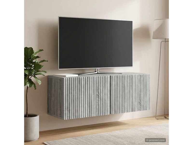  Meuble tv - banc tv - meuble de rangement mural 78,5 x 31 x 30 cm sonoma gris bois d'ingénierie  - Conforama D
