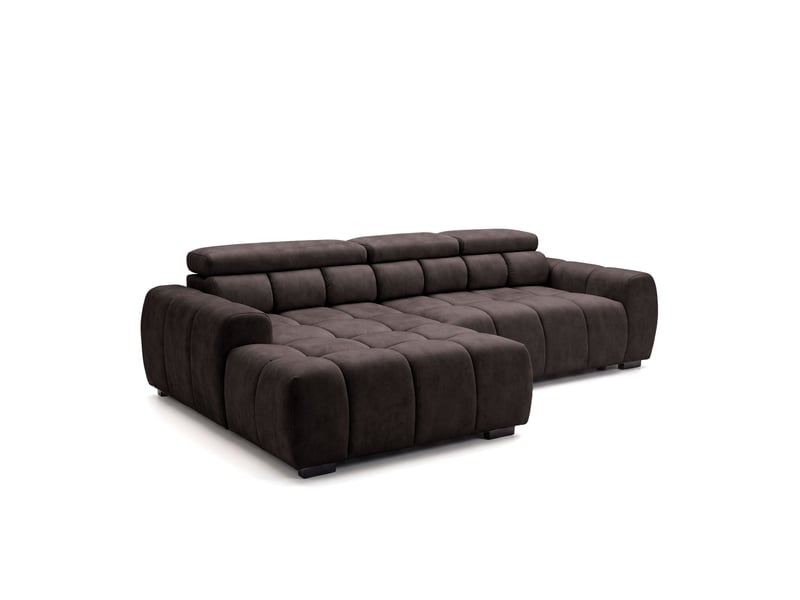  Canapé d'angle aldo avec fonction couchage, à gauche, tissu salvador, marron foncé (04)  - Conforama A