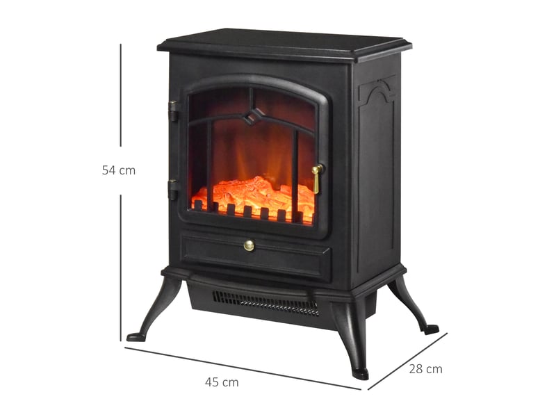 Cheminée électrique à poser rétro noire, effet flamme led, chauffage 10002000 w pour 15 à 20 m² - Conforama E