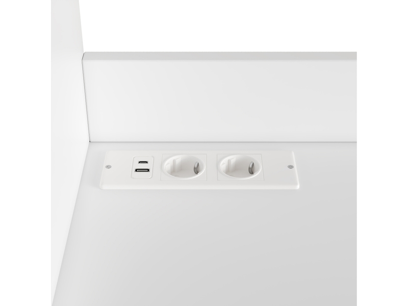  Vaisselier buffet haut blanc avec prise et usb armoire salle à manger moderne 100x40x178 cm  - Conforama W