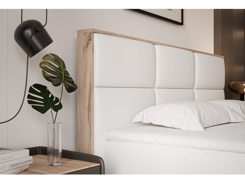  Lit coffre lavio - 120x200 cm - avec sommier et surmatelas - éco-cuir - blanc LAVIO - Conforama D