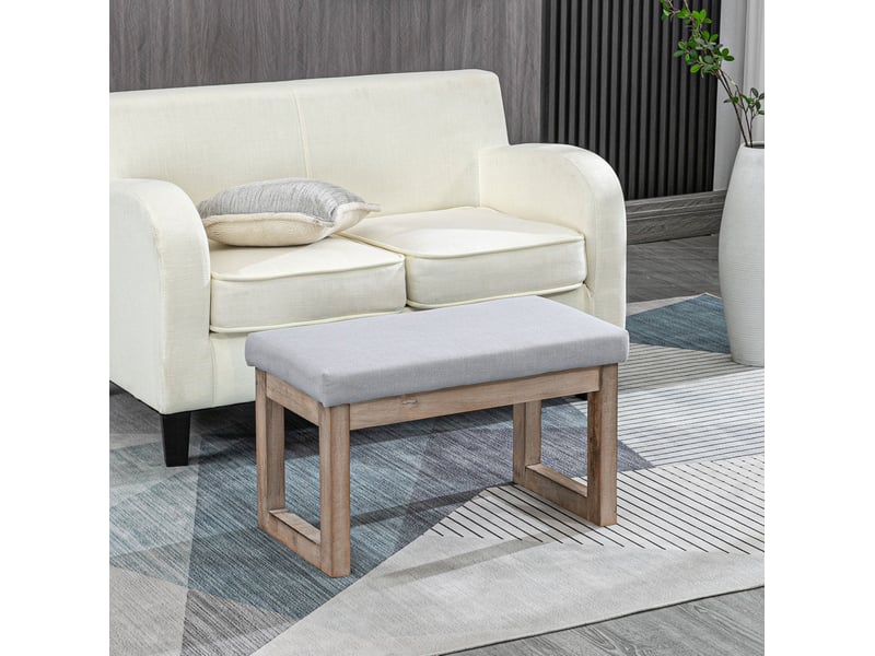  Banc rembourré modenvie en polyester gris 68 x 38 x 42 cm style campagne  - Conforama B