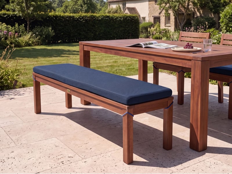  Banc avec coussin d'assise tuscania 160 cm bois d'eucalyptus bleu  - Conforama B