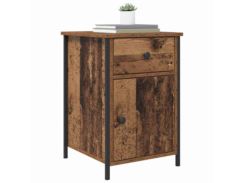  Table de chevet - cabinet de chevet - table de nuit 2 pc bois ancien 40 x 42 x 60 cm  - Conforama B