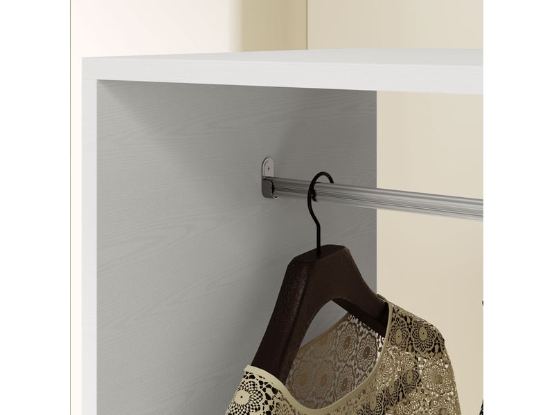  Armoire ouverte à roulettes 80x40x128 cm avec tringle et 3 étagères en panneau de particules blanc  - Conforama D
