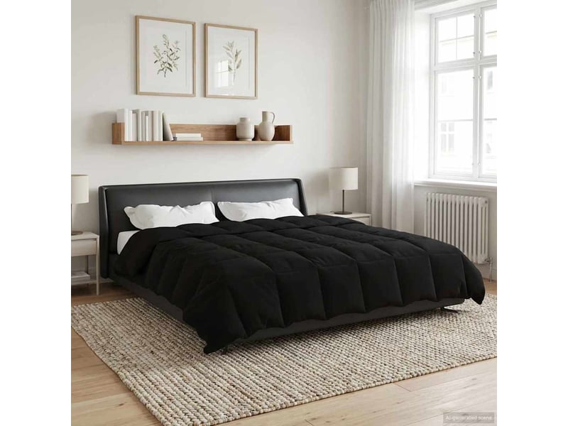 Couette - duvet d'été 200 x 240 cm été microfibre (100% polyester) noir - Conforama B