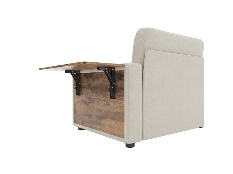  Canapé droit 2 places en chenille beige avec 2 tiroirs et tablettes, 178 cm Fay Lum - Conforama R
