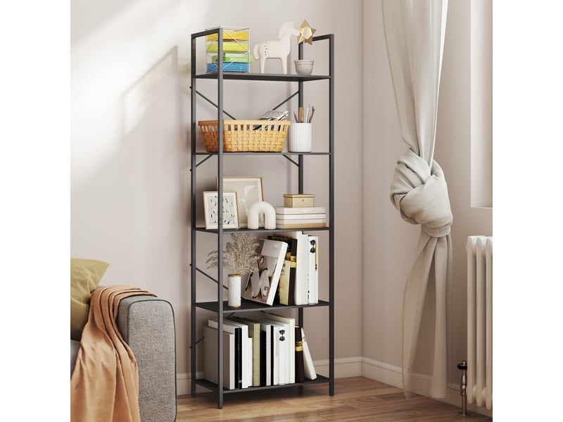  Étagère livres 5 niveaux style industriel, métal, rangement ouvert salonbureau, noire, 60x30x170,5 cm.  - Conforama D