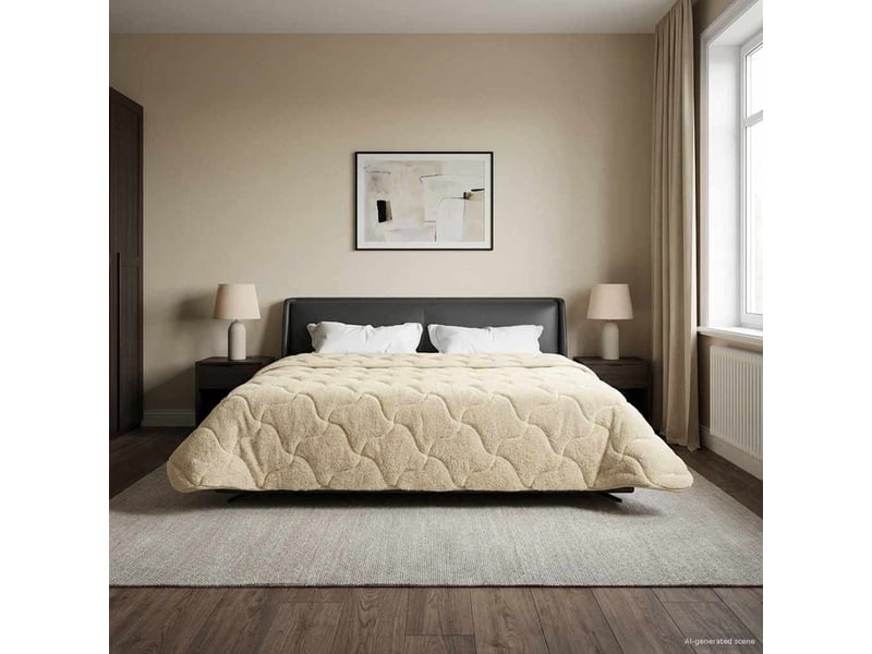  Duvet - couette complet toute l'année matelassé crème 220 x 240 cm  - Conforama D