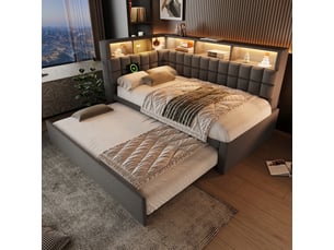 Lit gigogne 90x200 cm coloris gris