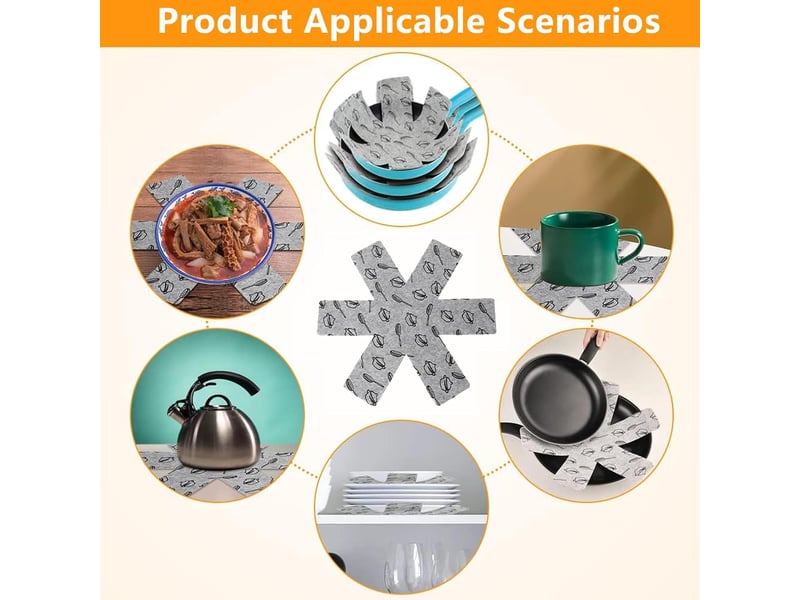 Un ensemble de 15 protège-ustensiles de cuisine en silicone gris à motifs d'étoiles, séparateurs antidérapants, protège-ustensiles et séparateurs  - Conforama E