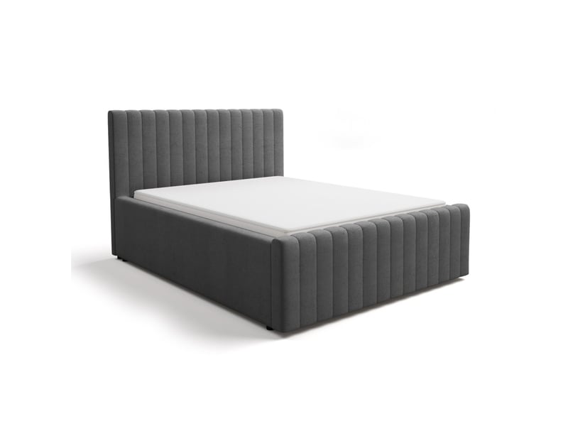  Lit coffre eloria 140x200 gris anthracite avec sommier relevable  - Conforama D