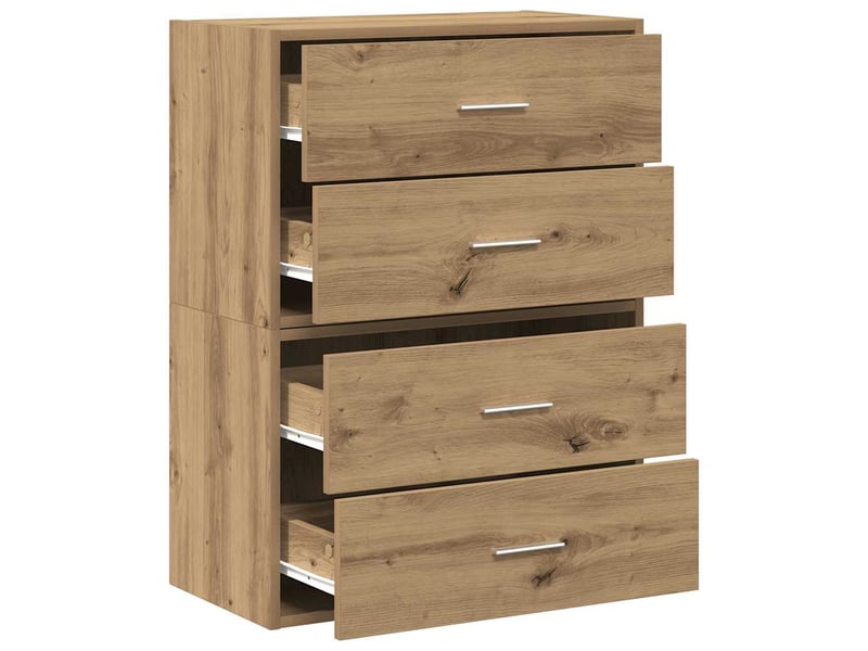  Lot de 2 armoire à tiroirs, commode avec 4 tiroirs chêne artisanal bois d'ingénierie  - Conforama E