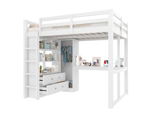 Lit mezzanine 140x200 cm <strong>HAVRYA</strong>  <strong></strong> coloris blanc