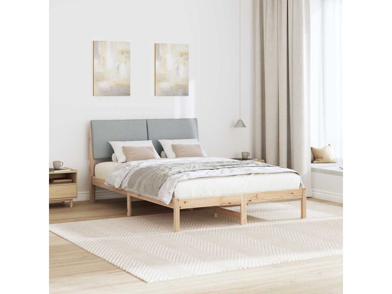  Lit double- lit adulte -  cadre de lit avec tête de lit marron et gris clair 150 x 200 cm  - Conforama C