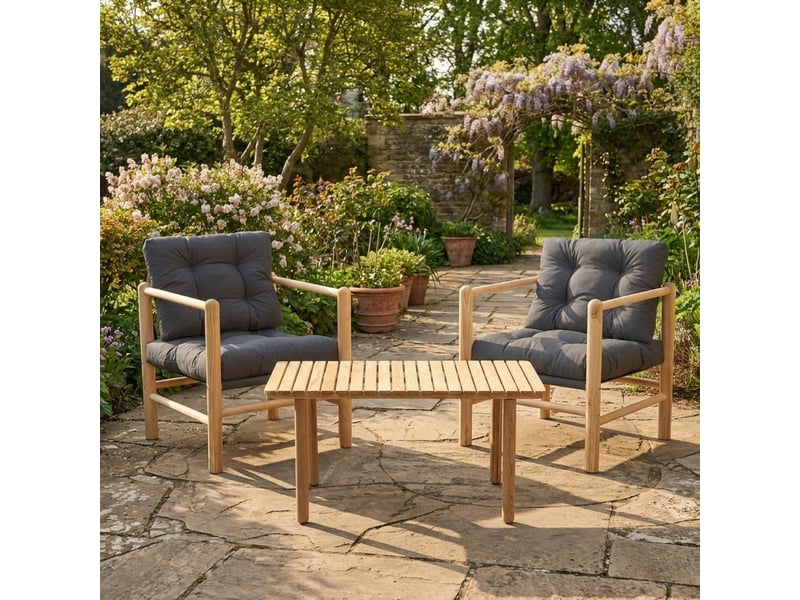  Ensemble salon de jardin en bois avec table basse elvar - anthracite  - Conforama B