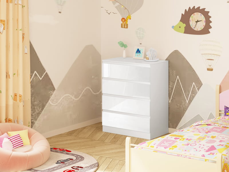 Commode avec Plan à Langer Bébé Djambo 3 Tiroirs, Blanc et Bois