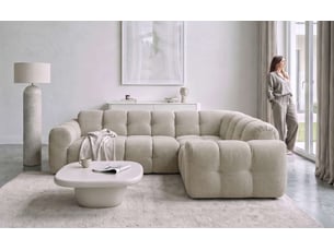 Canapé d'angle droit fixe MIUFORM Picco 6 places Tissu Beige