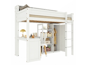 Lit mezzanine 90x200 cm BEAOK   coloris blanc