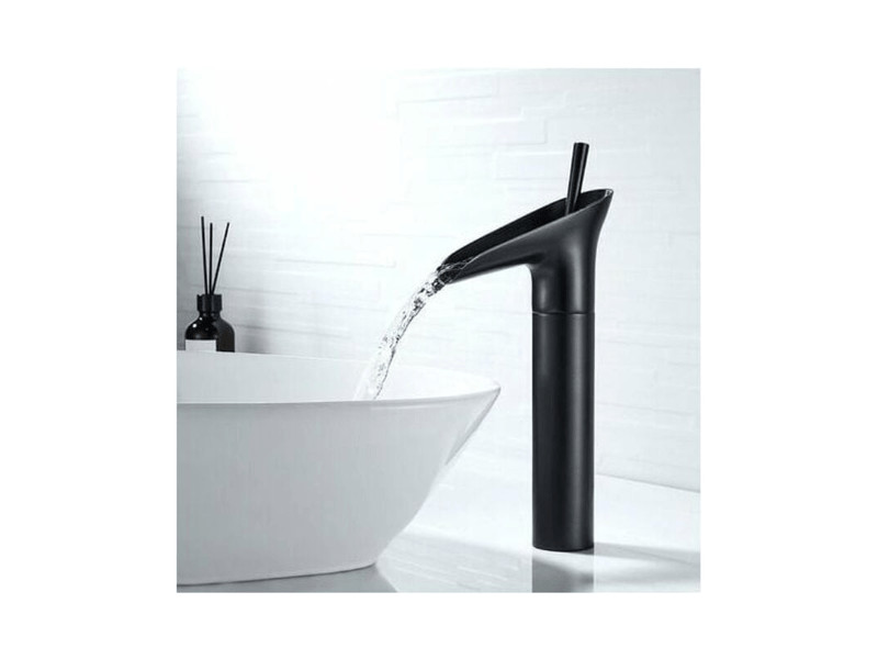 Robinet de salle de bains noir, robinet cascade, robinet de lavabo vintage à poignée unique, robinet de salle de bains à comptoir en laiton XJD001147ZLS - Conforama A