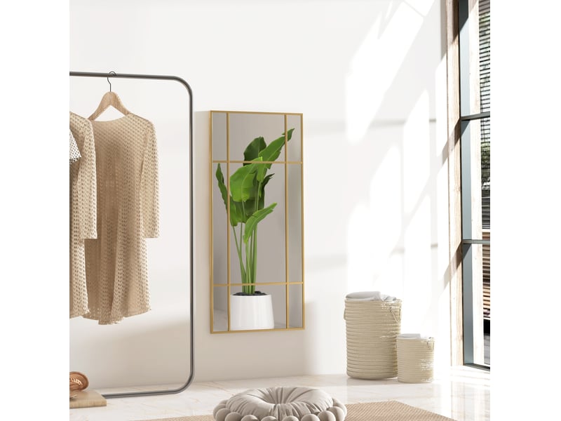  Miroir mural 110x50 cm rectangulaire avec cadre métal doré  - Conforama C