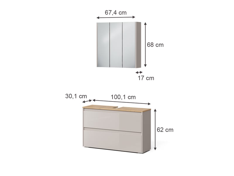  Vicco meubles bain, cachemirechêne artisan, 2 pièces  - Conforama B
