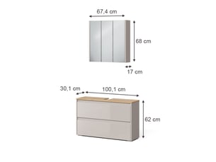 Vicco meubles bain, cachemirechêne artisan, 2 pièces