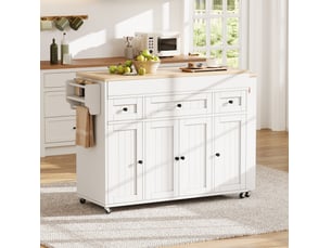 Îlot de cuisine 137x45,2x92 cm extensible sur roulettes mdf blanc et naturel