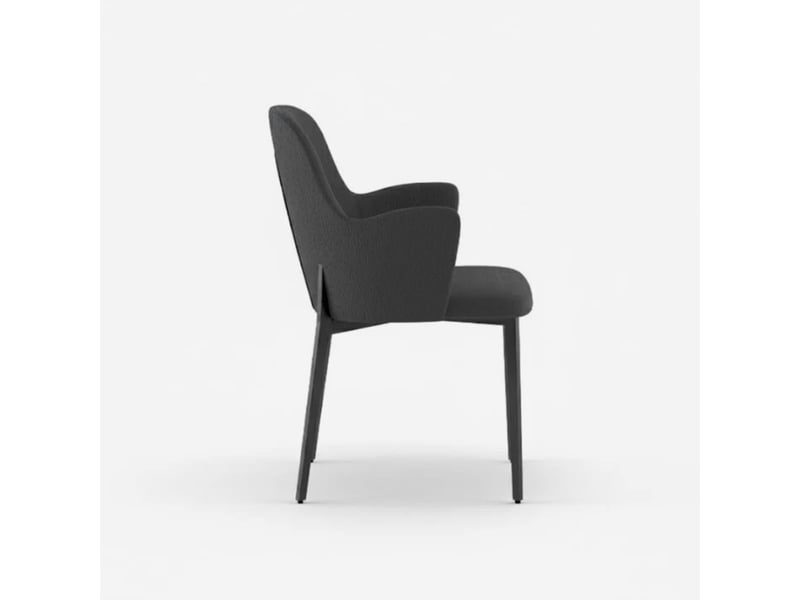  Lot de 4 chaises rembourrées en tissu facile à nettoyer flow - gris foncé  - Conforama E
