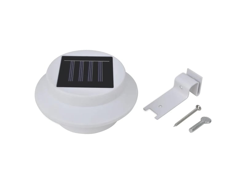  Lot de 12 lampes solaires led extérieures clôture 12 x 6,35 cm éclairage économique moderne en plastique blanc 02_0046372  - Conforama C