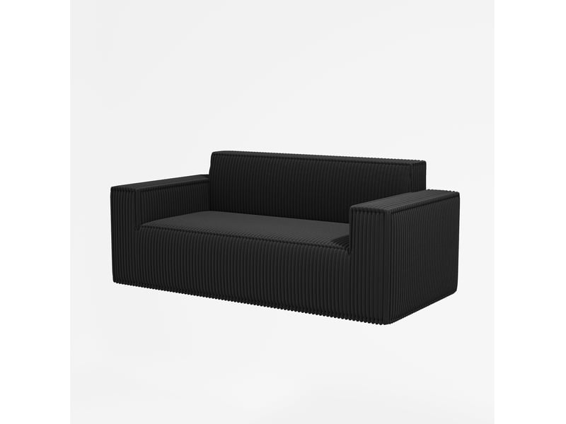  Canapé 2 places 178x86x70 cm en velours côtelé noir  - Conforama E